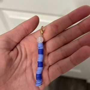 Blue Beaded Keychain Charm